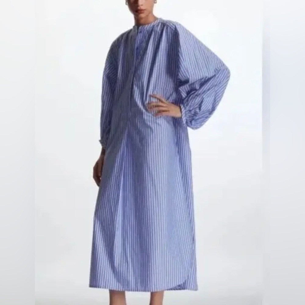 COS blue and white striped midi dress - NEW